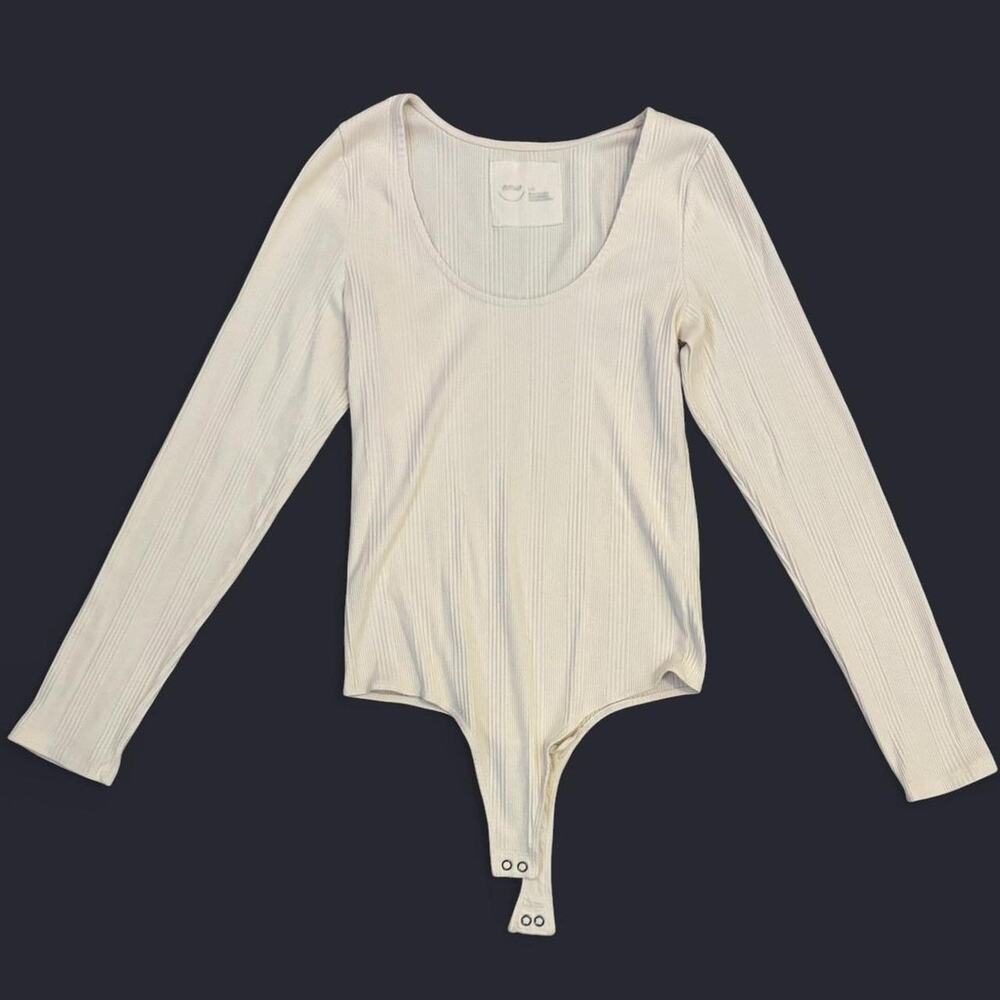Aerie white ribbed bodysuit with